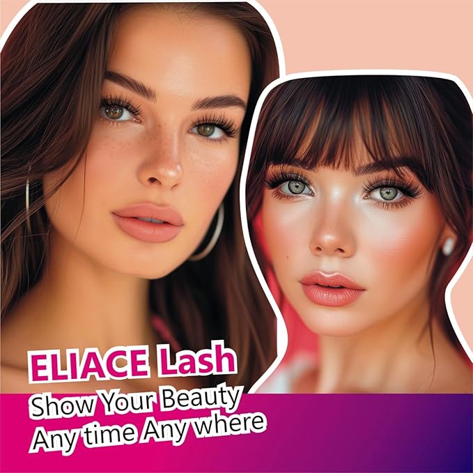 Eliace False Eyelashes Natural look Cat Eye Lashes Wispy Strips 3D Mink Lashes Fulffy,NEW 50 Pairs 5 Styles Fake Eyelashes,Faux Volume Curly Full,Thin Lash Band Soft Comfortable Lightweight Lash Pack