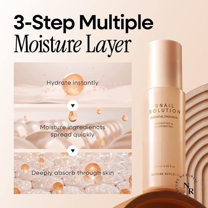 Nature Republic Snail Mucin Toner Emulsion Set - Korean Skincare, Hydrating with Niacinamide, Face Moisturizer, Moisturizing Skin Care, Glow, Mucus