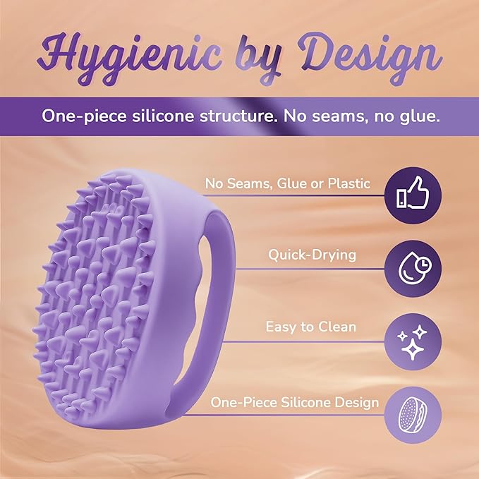 Anti-Cellulite Silicone Massager Brush - Deep Tissue Body Scrubber for Cellulite Remover, Skin Firming & Lymphatic Drainage - Exfoliating Massage Tool with Grip Handle for Legs & Body - Purple