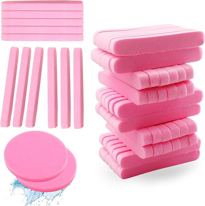 120 Pcs Pink Compress Face Sponges - Compact Facial Sponge Set for Cleansing, Makeup Removal, Exfoliation