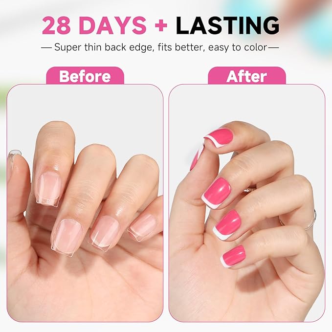 UNA GELLA Extra Short Square Nail Tips, 312pcs XS Square Gel Nail Tips, Soft Gel Full Cover Half Matte No Need File Acrylic Fake Nails for Nail Extension Home DIY Nail Salon 12 Sizes