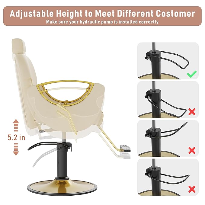 Barber Chair, Salon Chair for Hair Stylist, Height Adjustable Hydraulic Hair Reclining Salon Chairs, 360 Degrees Rotation, Multi-Function Shampoo Chair for Barbershop (Beige)