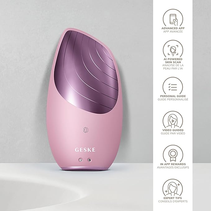 GESKE SmartAppGuided Sonic Thermo Facial Brush | 6 in 1 | Skin Cleansing | Cleansing Brush with Thermal Function | Electric Facial Massager