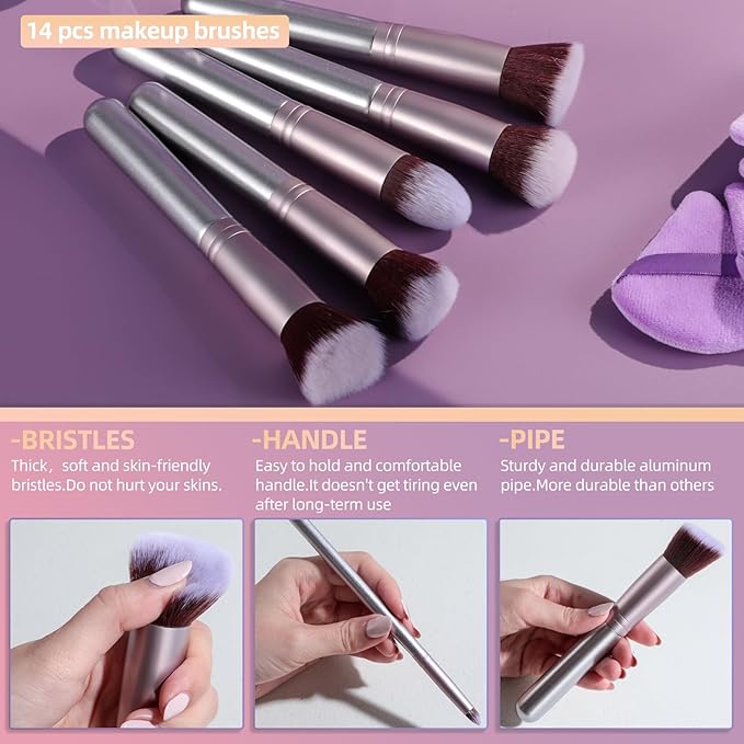 Oneleaf 26 Pcs Makeup Brushes Set – Premium Facial Cleaning & Makeup Brush Set with Foundation, Concealer, Blush, Eyeshadow Brushes plus Sponge and Wash Bag