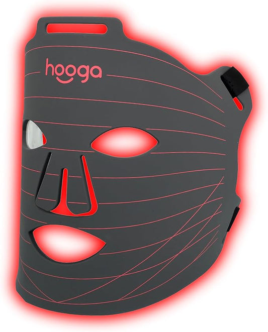 hooga Red Light Therapy LED Mask, Tri Chip LEDs, 630nm and 660nm Red, 850nm Near Infrared, Adjustable, Comfortable, USB Type-C Rechargeable for Wellness and Anti-Aging