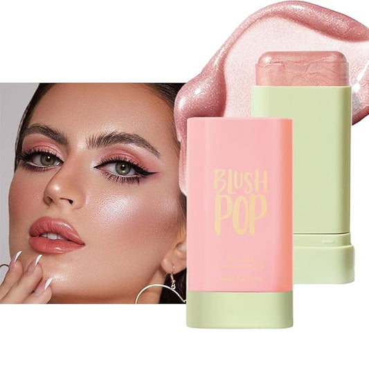 Blush Stick, Cream Blush Stick for Cheeks & Lips, Blendable Long-Lasting Multi-Use Contour Stick & Highlighter Makeup (#4 HIGHLIGHT)