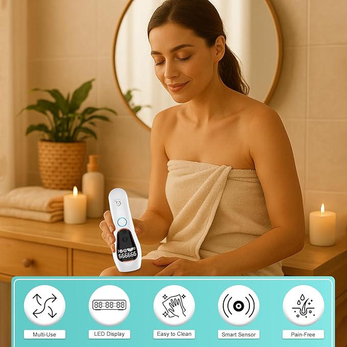 Professional IPL Laser Hair Removal Device & Epilator for Women and Men, 999,999 Flashes, Permanent Hair Reduction for Face, Legs, Arms, Bikini Line & Body, Painless Treatments for Smooth Skin at Home