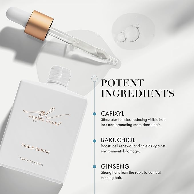 Goldie Locks Scalp Serum - Supports Fuller-Looking Hair and Healthy Scalp - Hydrating Lightweight Formula - Safe for Extensions & Color-Treated Hair - Protein-Free - 1.86 oz