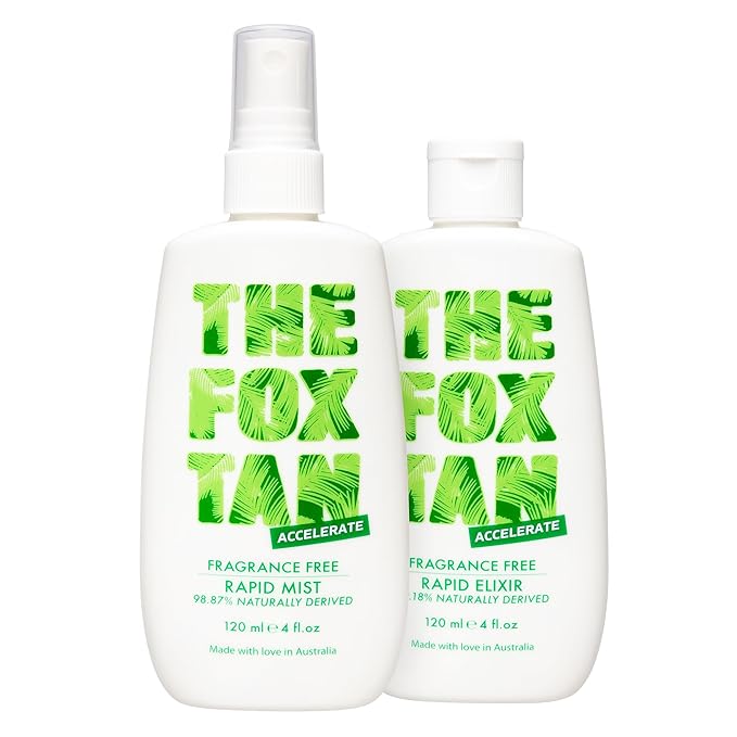 The Fox Tan Fragrance-Free Originals Bundle, Tanning Accelerators For Deeper Tans, Creates Flawless Tan Skin, Vegan & Cruelty-Free, 120mL (2 Products)