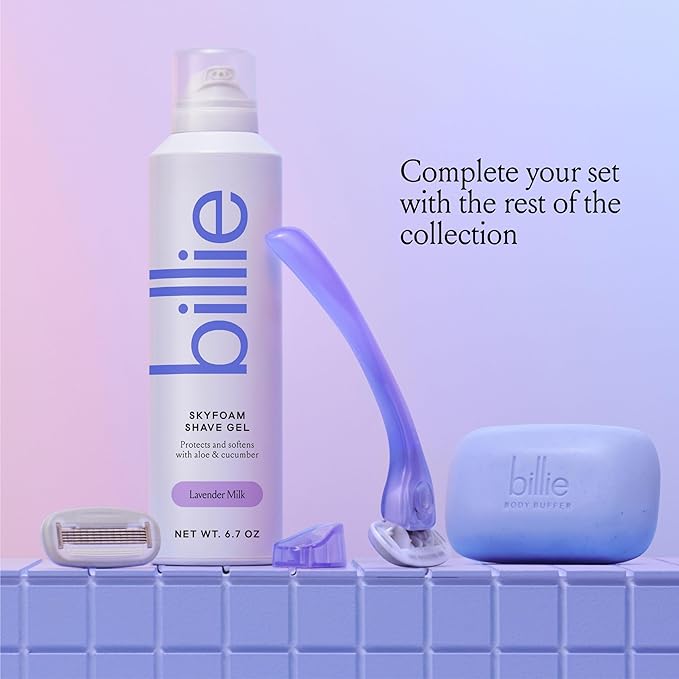 Billie SkyFoam Shave Gel - Lavender Milk Scent - Water-activated Foam - Made With Aloe & Cucumber - For A Close, Smooth Shave - 6.7 fl oz, 3-pack