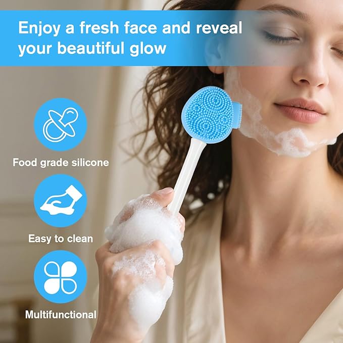Silicone Face Scrubber, Blue Cleansing Face Scrubber Facial Mask Brush Exfoliating Lip Brush Facial Cleansing Brushes Faces Exfoliator Scrubbers Skin Care Tool for Women Removal Blackheads Whiteheads