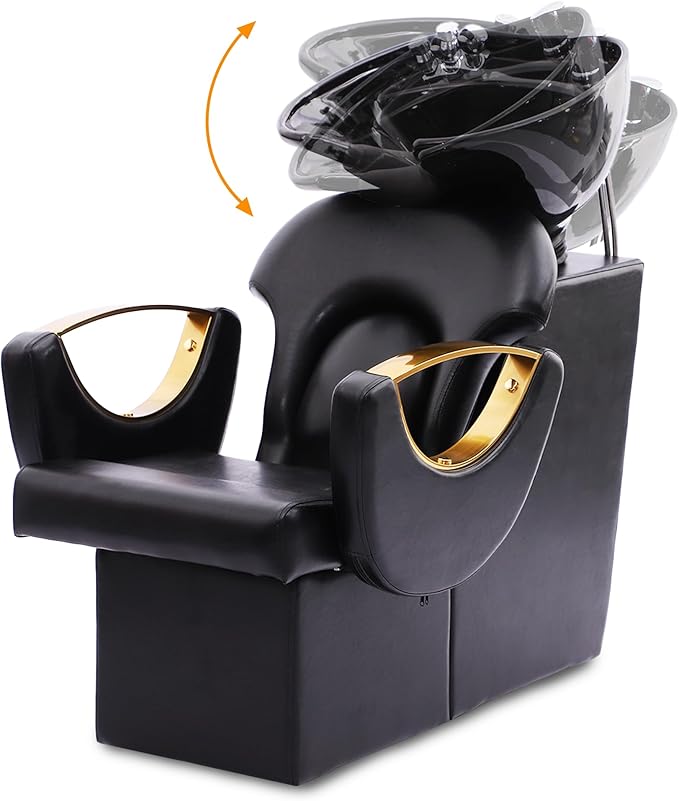 Shampoo Backwash Barber Chair with Tilting Ceramic Shampoo Bowl, Hair Washing Station,Barber Chair for Spa Beauty Salon,Barbershop