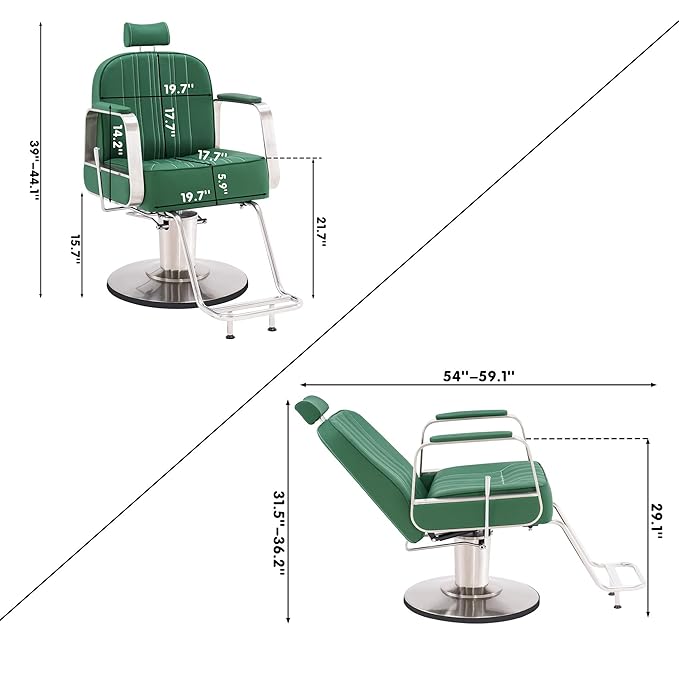 BarberPub Salon Chair for Hair Stylist, All Purpose Hydraulic Barber Styling Chair, Beauty Spa Equipment 8548 (Green)