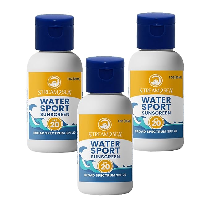STREAM 2 SEA SPF 20 Mineral Sunscreen Biodegradable and Reef Safe, 1 Fl oz Pack of 3 Travel Size Paraben Free Non Greasy, Moisturizing Mineral Sunscreen For Face, Body Protection Against UVA and UVB
