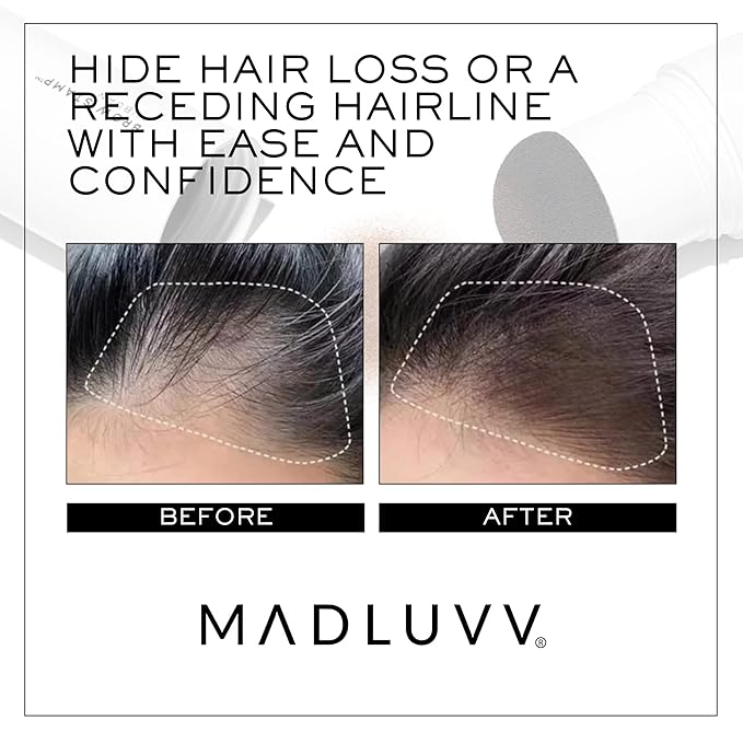 MADLUVV Brow Stamp Refill* - Color Stamp for Brows & Root Touch Up for Women & Men, Instantly Conceal Hair Loss, Grey Hair, Thinning Hair with Stain-Proof/Smudge-Proof Powder Formula (Nearly Black)