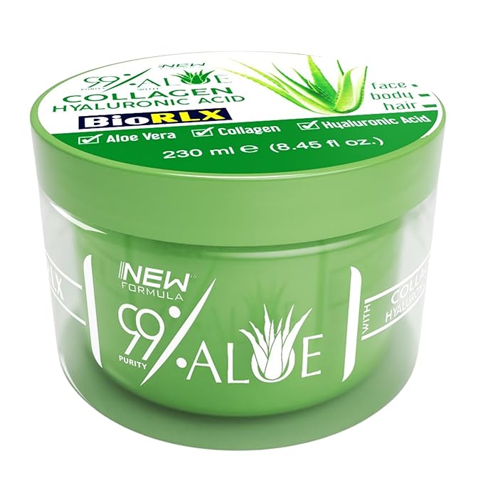 BioRLX 99% Aloe Vera Gel with Collagen and Hyaluronic Acid (Jar, 8.5 fl.oz)