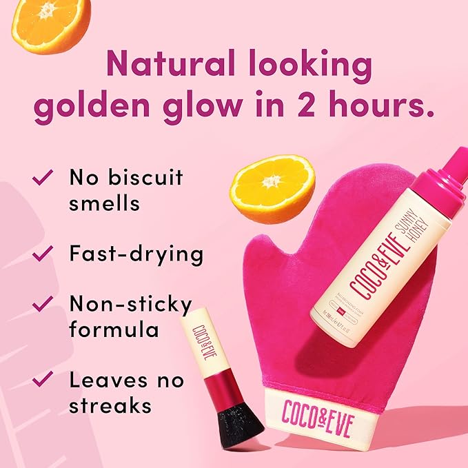 Coco & Eve Bali Bae Self Tan Set (Ultra Dark). All Natural Sunless Tanning Mousse. Instant Self Tanning Lotion with Bronzer, Mitt Applicator, Kabuki Brush and Back Applicator for Flawless Application.