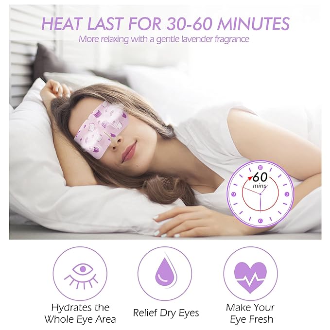 Jekeno Steam Eye Mask, 16 Packs Eye Masks for Dry Eyes, 40-60 Minutes Self Moist Warm Compress Heated Disposable Mask for Sleep, Spa Relaxing Trip Gifts, Travel Essentials for Women Men