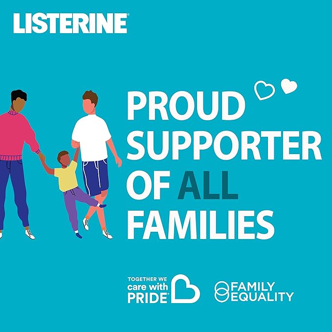 Listerine Cool Mint Antiseptic Mouthwash to Kill 99% of Germs That Cause Bad Breath, Plaque and Gingivitis, Cool Mint Flavor, Special Care with Pride Packaging, 1 L (Pack of 2)