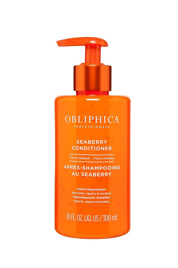 Obliphica Seaberry Conditioner for Fine & Medium Hair - Frizz Free, Nourished, and Damaged Repaired Hair - Hair Mask & Treatment for Dry Hair and Growth - 10 Ounce