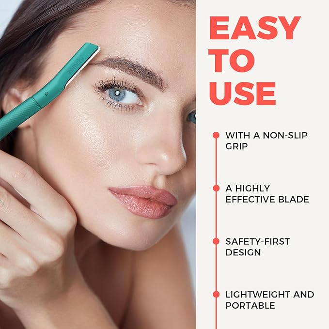 ZOMCHI Eyebrow Razor, Face Razors for Women&Men, Eyebrow Trimmer Shaper with Precision Cover, Facial Shaver with 6 Blades (Green)