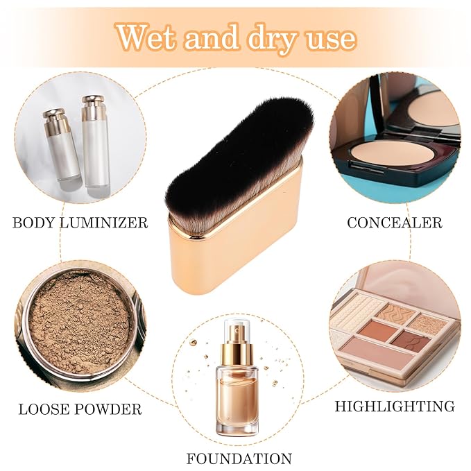 Self Tan Brush Soft Body Makeup Brush Portable Self Tanning Brush Self Tanner Face Brush Kabuki Foundation Brush for Body & Leg Makeup（Rose Gold）