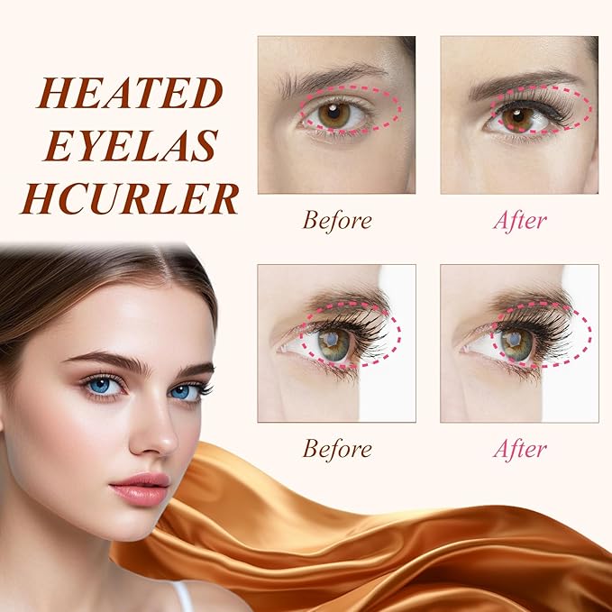 Heated Eyelash Curlers - Electric Eyelash Curler Quick Natural Curling for Long Lasting, USB Rechargeable Heated Eye Lash Curler for Women Makeup Tools (Light Pink)