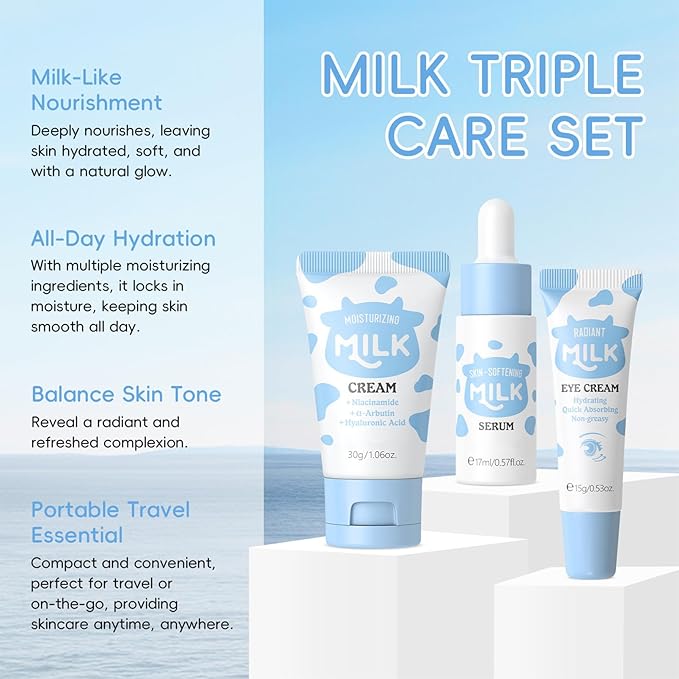 13PCS Milk Skincare Set for Kids & Teens, Complete Kids Skin Care Set for Girls Ages 8-12, Skin Care for Kids Girl 10-12, Skin Care Set for Teens, Face Care Kit Gentle, Nourishing, All Skin Types