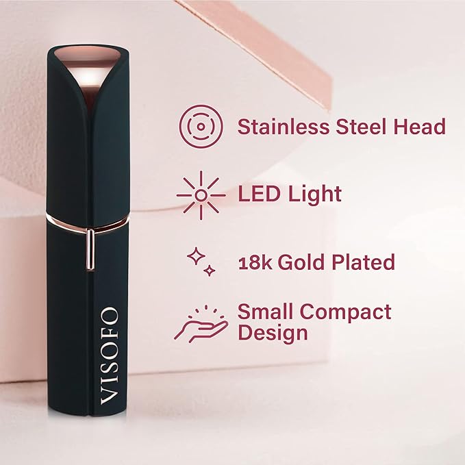 Facial Hair Removal for Women | Electric Razor Device Small Mustache Dermaplaning Remover Tools Tweezers Epilator Trimmer Face Dermaplane Shavers Beauty Gadgets Set Accessories by VISOFO (Onyx)