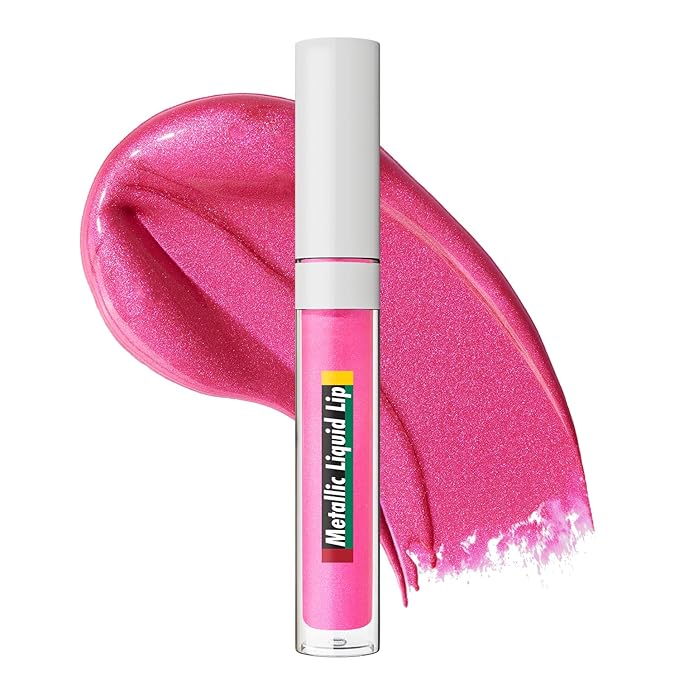 Black Radiance Cross Colours Metallic Liquid Lip, Moisture-Rich Ultra Glossy Finish, Pigment-Loaded Formula with Micro Glitter, Soft Paddle Applicator, Cruelty-Free - Fresh Drip Pink