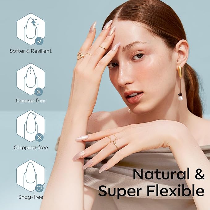 modelones Short Almond Fake Nail Tips - 510Pcs Full Matte Gel Tips Pre-shaped Full Cover Clear Acrylic Gel Kit False Press on Nails for Extension DIY Salon 15Sizes