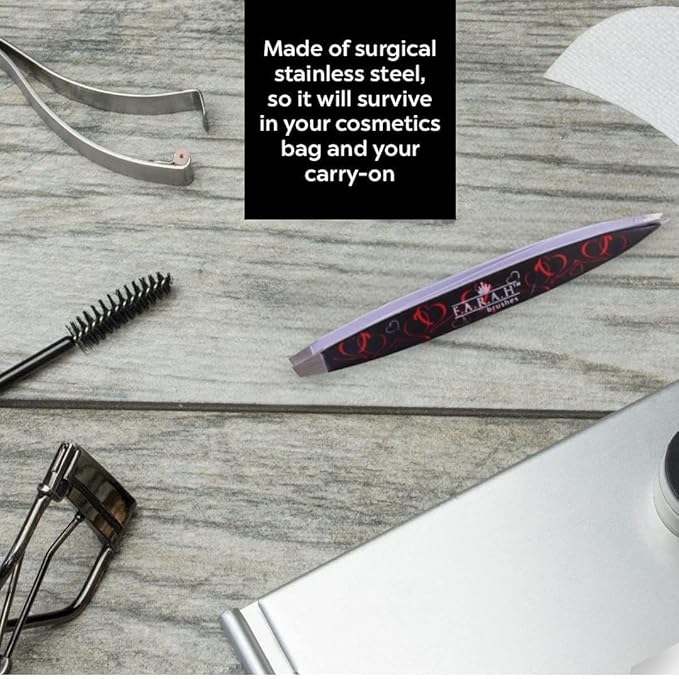 F.A.R.A.H Z-Tweeze Professional Stainless Steel Dual Ended Precision Tweezers - Heart Collection (Dancing Hearts Black)