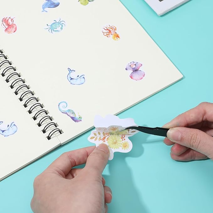 Tweezers for Crafting, 10 Pcs Stainless Steel Curved Craft Tweezers, Black Sticker Tweezer Kit Multipurpose Precision Tweezer for DIY Jewelry Making, Scrapbooking, Eyelash Extension