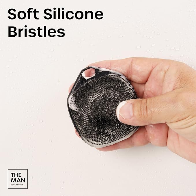 The Man Face Scrubber & Hook - Silicone Face Scrubber for Men, Gentle Exfoliating Face Massager, Flex Face Brush for Men, Removes Dead & Dry Skin, Skin Care Scrub, Shower Facial Cleansing Brush (1Set)