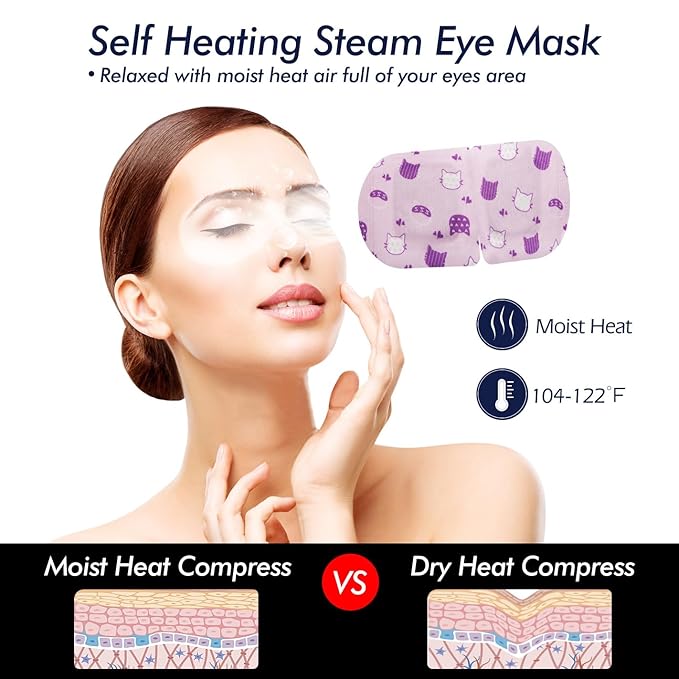 Jekeno Steam Eye Mask, 30 Packs Eye Masks for Dry Eyes, 40-60 Minutes Self Moist Warm Compress Heated Disposable Mask for Sleep, Spa Relaxing Trip Gifts, Travel Essentials for Women Men
