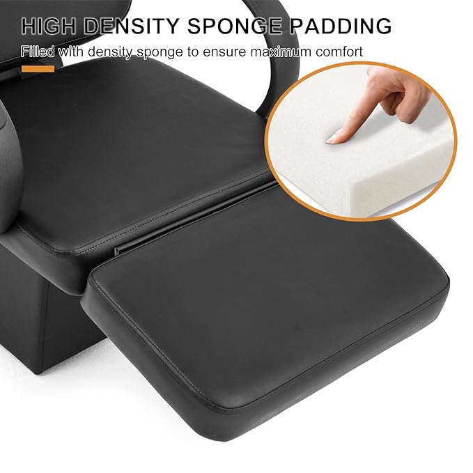 Artist hand Shampoo Bowl, 47" Ceramic Bowl Chair Adjustable Backwash Shampoo Station Footrest Salon Equipment(White Bowl)