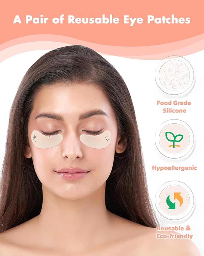 Under Eye Patches Silicone - Reusable Eye Patches + Silicone Fixing Tape Cuttable, Eye Wrinkle Patches, Reusable Eye Mask, Plump Fine Lines & Wrinkles, Eye Cream Applicator + Tin Case