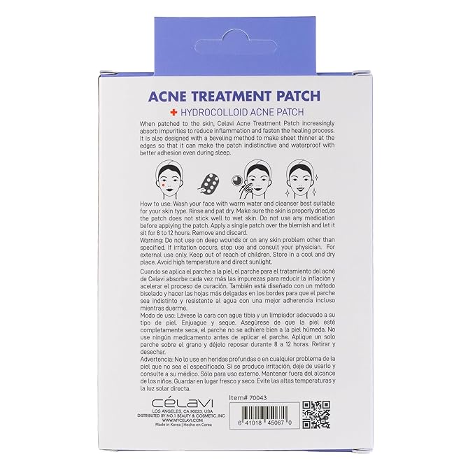 Celavi Acne Spot Treatment Hydrocolloid Patch (Acne Treatment, 60 Count)