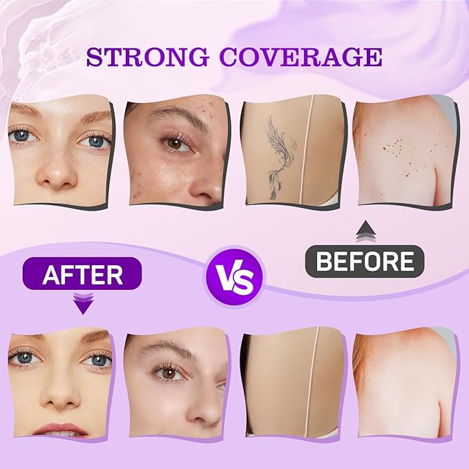 6 Colors Tattoo Cover Up Makeup with Brush – Waterproof Body and Leg Sleeve Foundation, Full Skin Coverage Bronzer & Scar Concealer Cosmetics (deep)