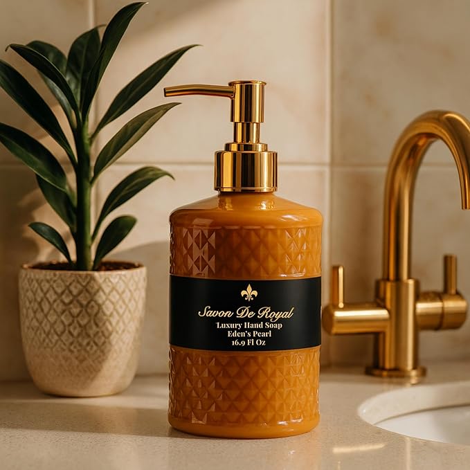 Luxury Liquid Hand Soap, Jasmine Scent, Moisturizing Vegan Kitchen & Bathroom Soap for Hand Wash, Gentle & Nourishing Formula, Refillable Bottle 16.9 Fl Oz, Eden's Pearl