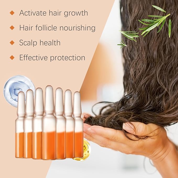 Hair Ampoule Treatment, Hair Growth Ampoules with Turmeric Root Extract, Hair Lotion for Damage and Dry, Instant Hair Strength Ampoule for Women & Men, 7pcs