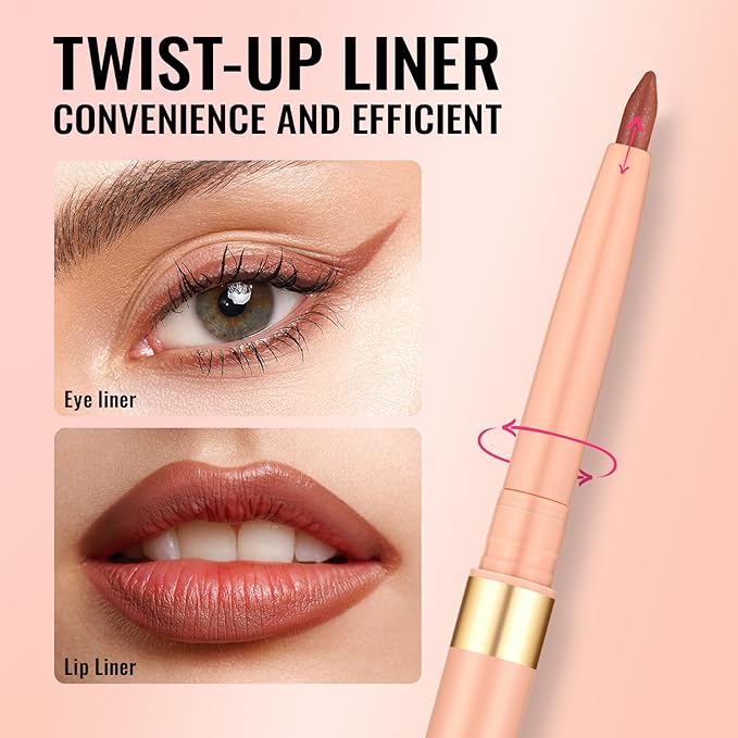 Oulac Brown Lip Liner Pencil, Waterproof Retractable Lipliner Crayon, Smooth, Long-lasting and waterproof Formula, Contour your lips, Vegan Beauty, 06 Body Talk