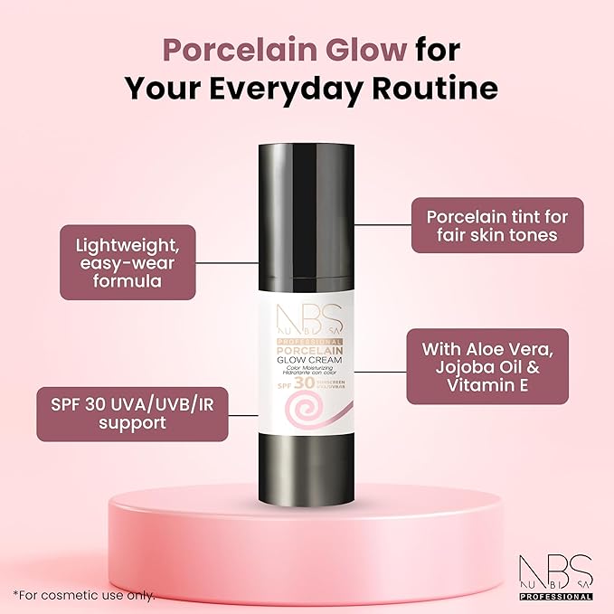 Porcelain Color Glow Cream SPF 30 – Tinted Sunscreen Moisturizer Face with Aloe Vera and Vitamin E – Porcelain Tone Facial Sunscreen Tinted with UVA/UVB/IR Support, 1 fl oz