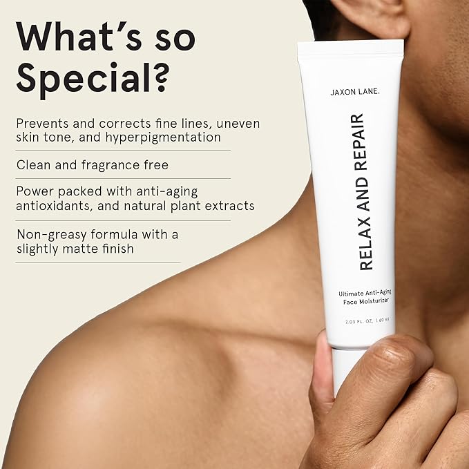 JAXON LANE RELAX AND REPAIR Anti Aging Face Moisturizer for Men | Anti Wrinkle Cream for Face, Night Cream, Eye Cream with Niacinamide (Vitamin B3), Hyaluronic Acid, Vitamin E & Ceramides For Skin