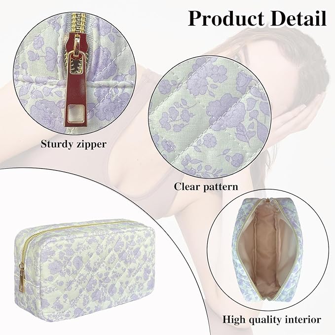 Quilted makeup bag floral makeup