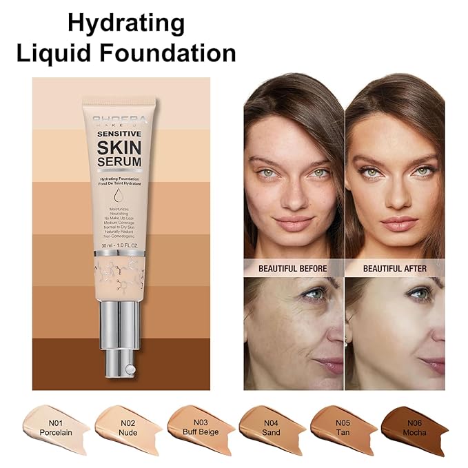 2024 New PHOERA Foundation Makeup for Mature Skin, Buff Beige)