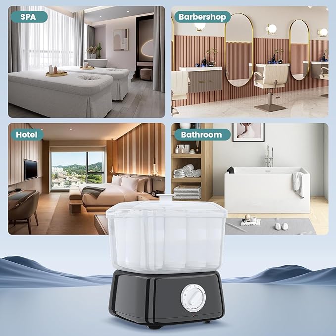 Hot Towel Warmer, Rapid Heating Towel Steamer for Facials can Hold 12 Mini Wet Towels, Portable Mini Towel Warmer for Bathroom,Spa and Salon.
