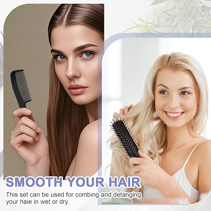 50pcs Hair Comb and Brush Set for Homeless, Light weight Black Hair Brushes Bulk Combs Individually Wrapped for Women Kids Wet Dry Curly and Straight Hair, Hotel Travel Shelter Nursing