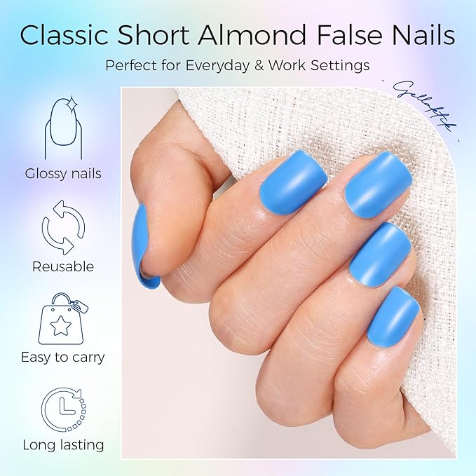 Press on Nails, 24 Colors 576PCS Short Square False Nails with 12 Sizes, Full Cover Press on Nails for Women, Lightweight Matte Natural Fake Nails for Nail Art Design