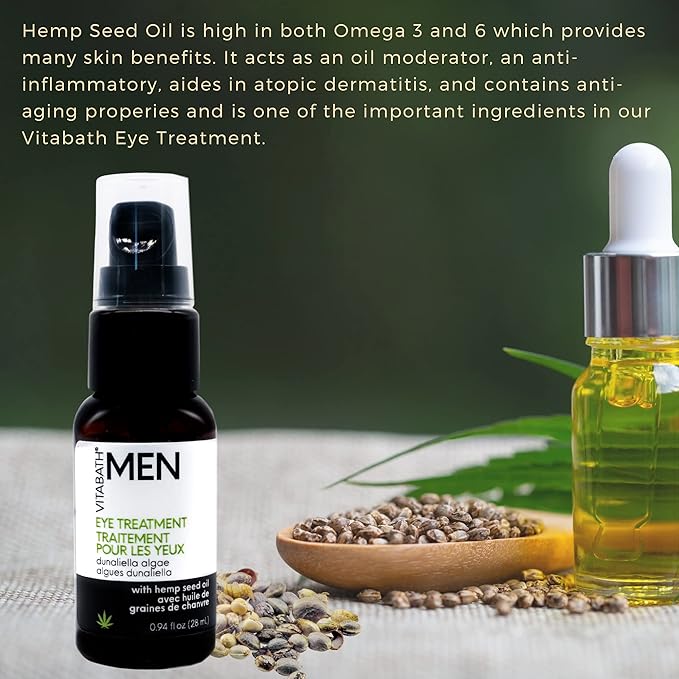 Vitabath Men's Eye Treatment Face Cream Moisturizer Soothe & Reduce Bags, Dark Circles, Puffiness & Look of Wrinkles Around Eyes, Unscented - 0.94 fl oz